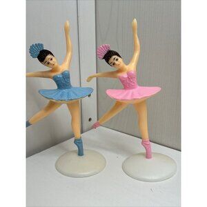 Vintage Ballerina Ballet Dancer Birthday Cake Cupcake Topper 5.5" Lot of 2